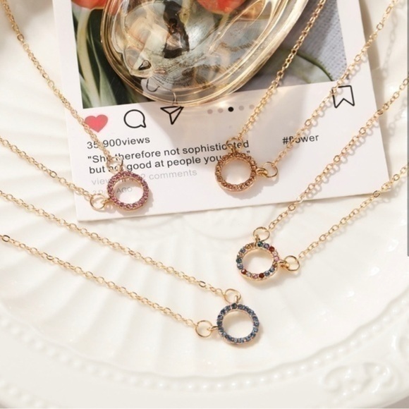 Blue Rhinestone Pendant Necklace - Picture 3 of 4